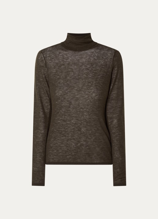 Selected Vendy semi-transparante trui van merino wol met col - voorkant 3 kobaltblauw