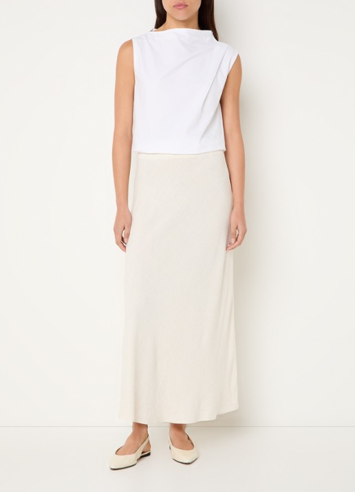 Selected Viva maxi rok van linnen  - voorkant 3 zand