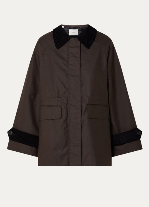 Selected Wilma jack met details van corduroy - voorkant 3 donkerbruin