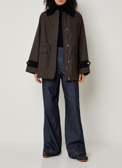 Selected Wilma jack met details van corduroy - voorkant 4 donkerbruin