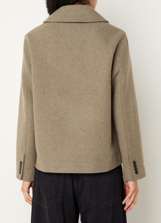 Selected Zia-Alma jack in wolblend met steekzakken - achterkant 4 taupe