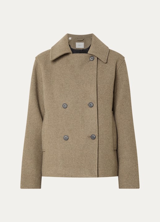 Selected Zia-Alma jack in wolblend met steekzakken - voorkant taupe