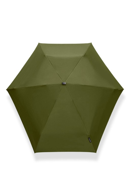 Senz Micro aerodynamische opvouwbare stormparaplu - voorkant 2 legergroen