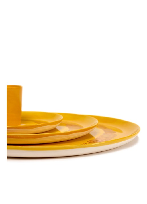 Serax FEAST Yellow Swirl-Stripes L serveerschaal 35 cm - detail 4 geel