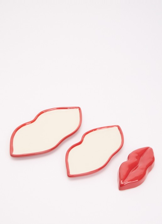 Serax Les Objets Mouleversants Lips serveerschaal 25 cm set van 3 - voorkant 2 gebroken wit