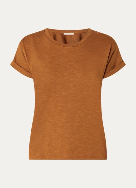 Sessùn Albano T-shirt met ronde hals - voorkant 3 cognac