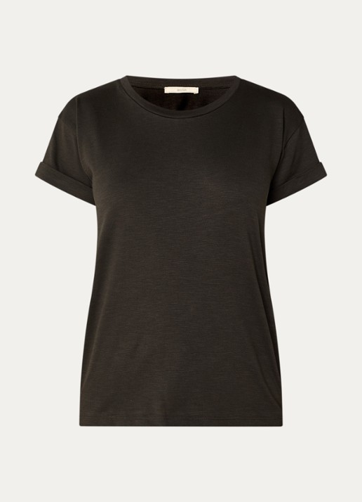 Sessùn Albano T-shirt met ronde hals - voorkant bronsgroen