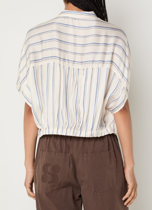 Sessùn Alfancy cropped blouse met gestrikt detail - achterkant 4 gebroken wit