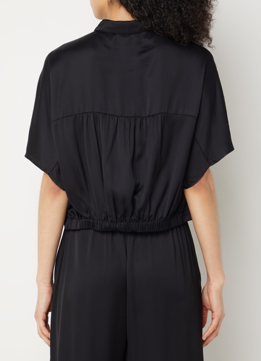 Sessùn Alfassa crop top van satijn met gestrikt detail - achterkant zwart