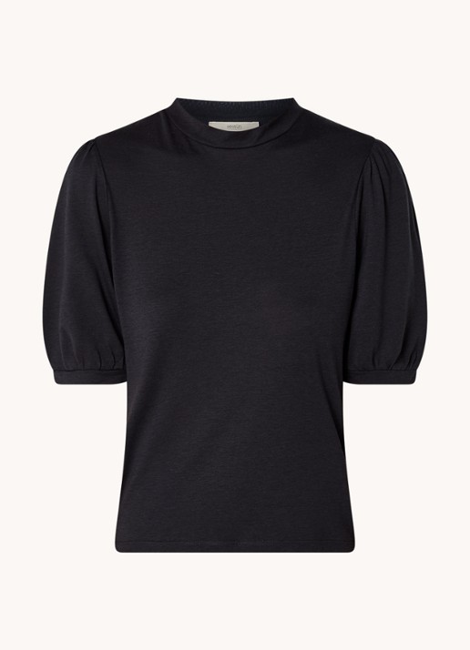 Sessùn Amelando T-shirt  met pofmouw - voorkant zwart