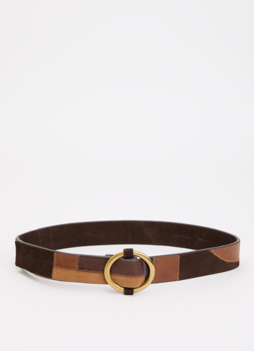 Sessùn Anota riem van suède met details van leer en denim