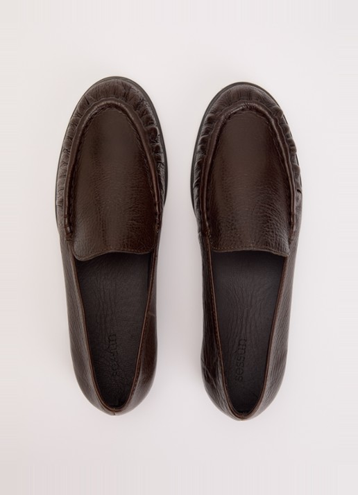 Sessùn Ayano loafer van leer - detail 2 kastanjebruin