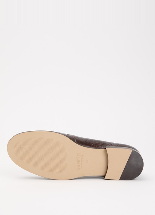 Sessùn Ayano loafer van leer - detail 3 kastanjebruin