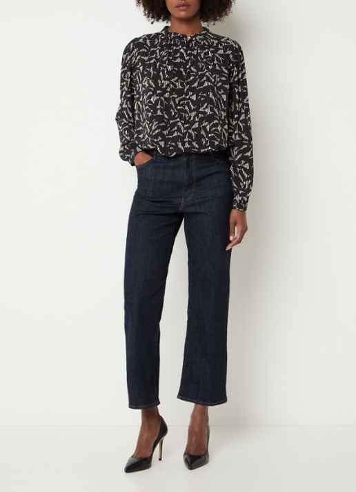 Sessùn Bay Cruise high waist cropped bootcut jeans met donkere wassing - voorkant 5 indigo