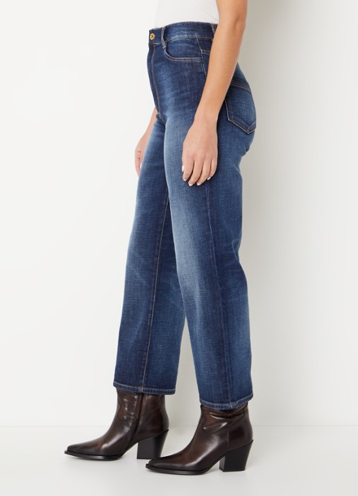 Sessùn Bay Cruise high waist cropped straight leg jeans met donkere wassing - detail 5 indigo