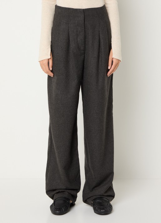 Sessùn Bodam high waist wide fit pantalon in wolblend