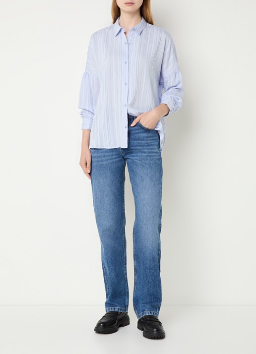 Sessùn Botan blouse met streepprint - voorkant 3 lila