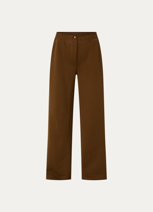 Sessùn Breakin high waist wide fit joggingsbroek met steekzakken - voorkant 3 bruin