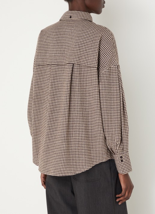 Sessùn Cecily blouse met rustdessin en opgestikte zakken - achterkant 2 bruin