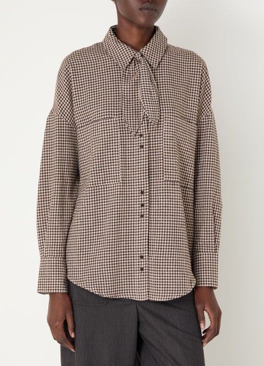 Sessùn Cecily blouse met rustdessin en opgestikte zakken