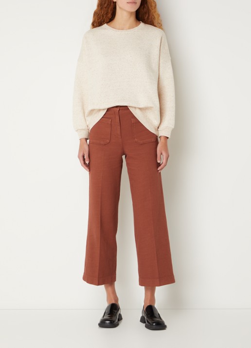 Sessùn Chebbi oversized sweater in linnenblend met gemêleerd dessin - voorkant 3 creme