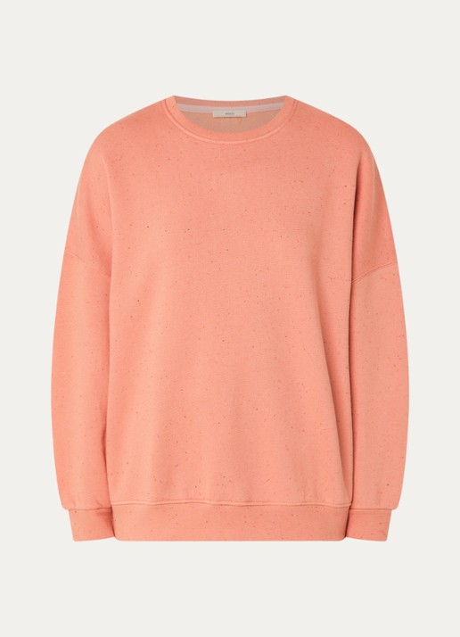 Sessùn Chebbi oversized sweater in linnenblend met gemêleerd dessin - voorkant 3 zalmroze