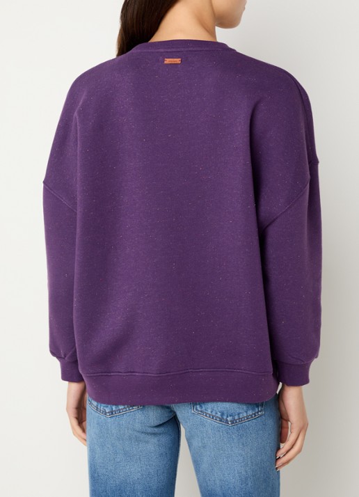 Sessùn Chebbi sweater in linnenblend met ronde hals - achterkant 2 paars