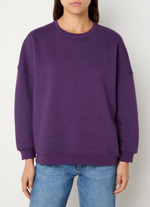 Sessùn Chebbi sweater in linnenblend met ronde hals - detail paars