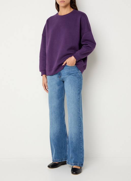 Sessùn Chebbi sweater in linnenblend met ronde hals - voorkant 4 paars