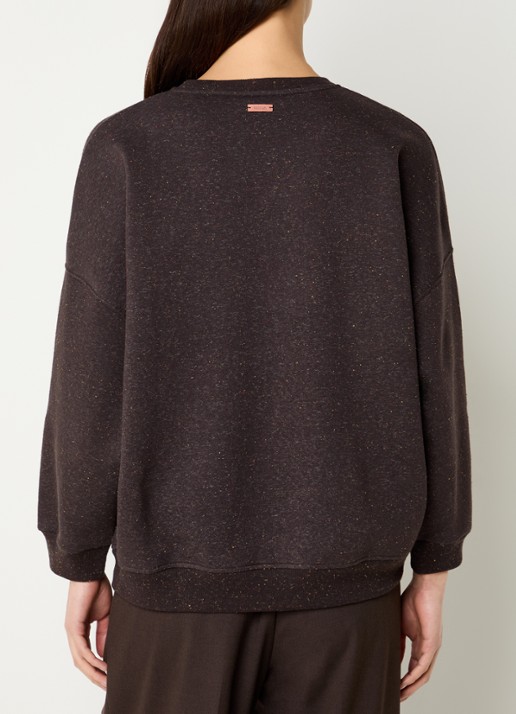 Sessùn Chebbi sweater in linnenblend met ronde hals - achterkant 4 bruin
