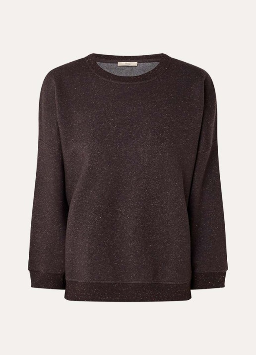 Sessùn Chebbi sweater in linnenblend met ronde hals - voorkant 2 bruin