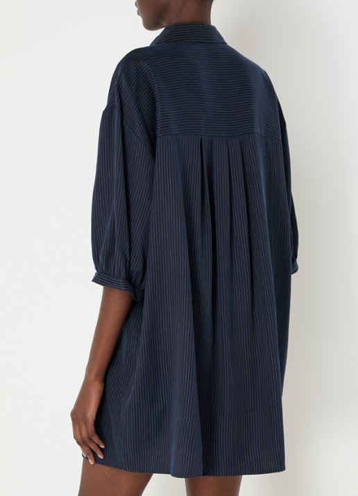 Sessùn Courtney mini blousejurk met streepprint - achterkant donkerblauw