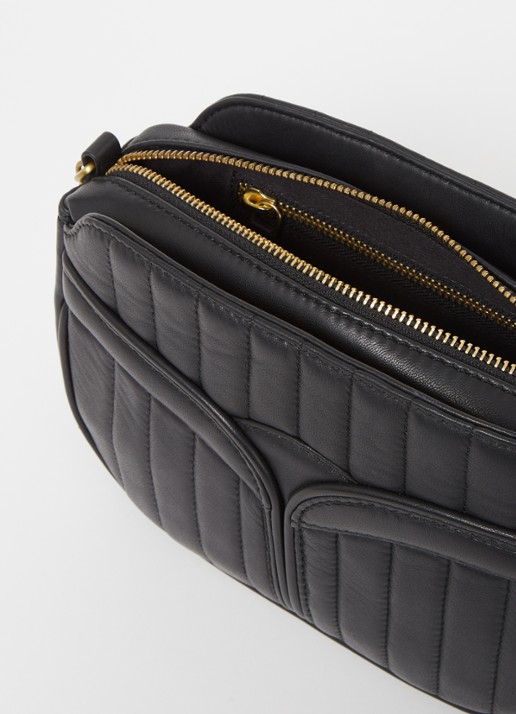 Sessùn Divine crossbodytas van lamsleer - detail 2 zwart