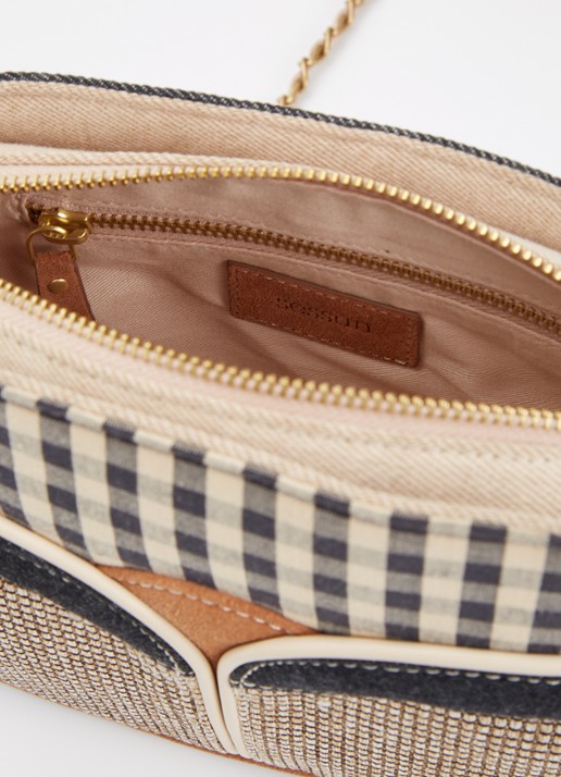 Sessùn Divine V crossbodytas met details van leer - detail 3 zwart