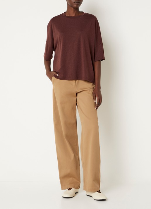 Sessùn Dorel T-shirt met ronde hals - voorkant 2 camel