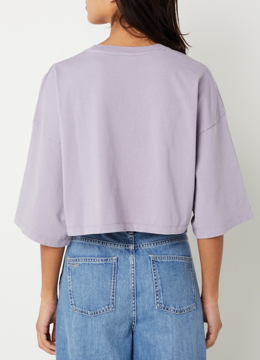Sessùn Epoteiro cropped T-shirt met trompetmouw - achterkant 4 lila