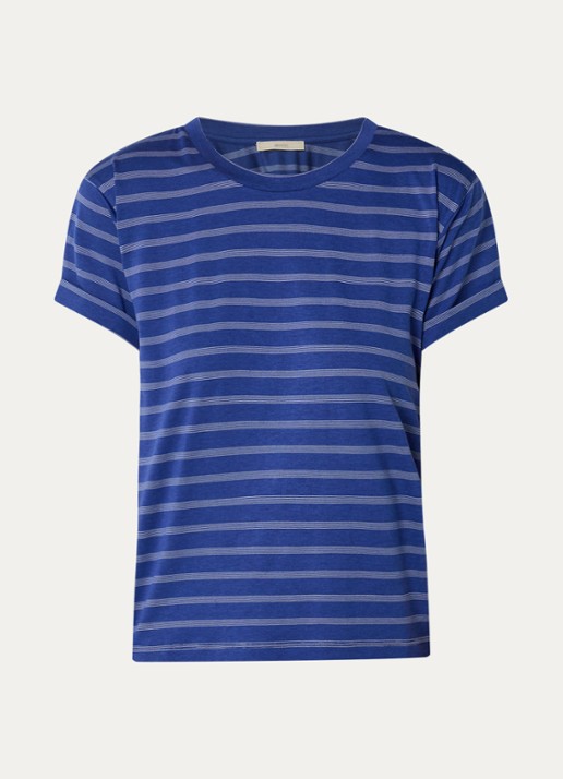 Sessùn Flaherty T-shirt met streepprint - voorkant 2 kobaltblauw