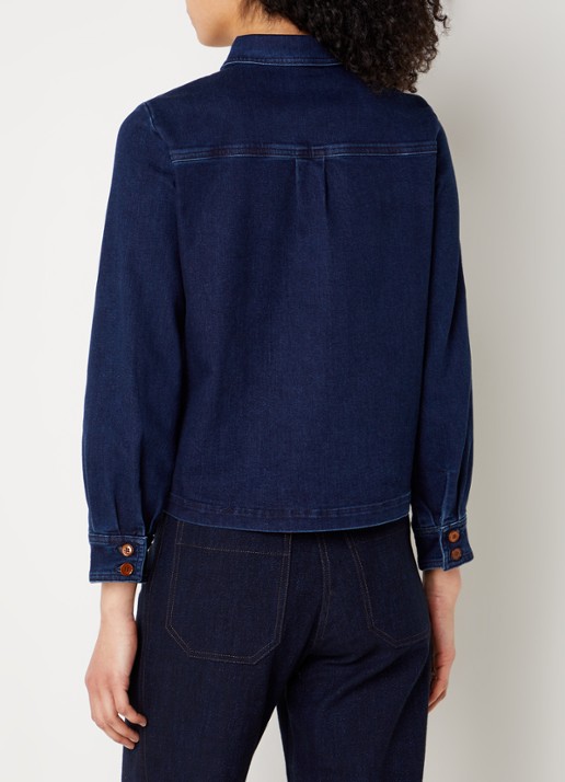 Sessùn Guggen blouse van chambray met borstzakken - achterkant 3 indigo