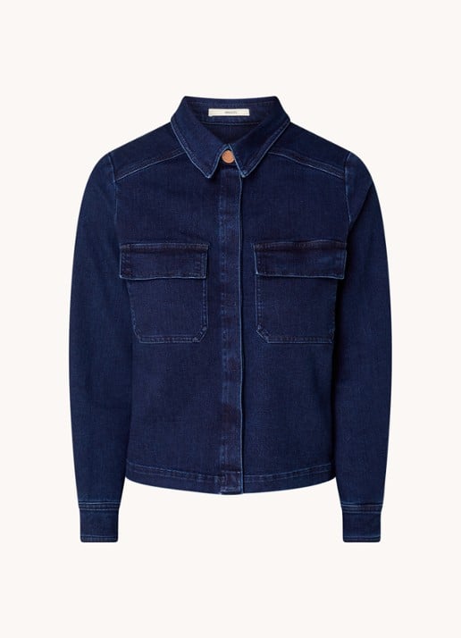 Sessùn Guggen blouse van chambray met borstzakken - voorkant indigo