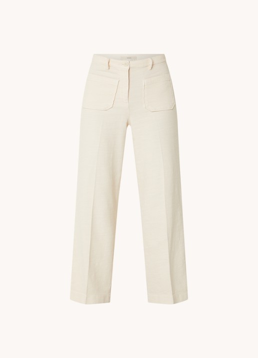 Sessùn Hendrick high waist straight fit culotte met opgestikte zakken - voorkant 3 creme