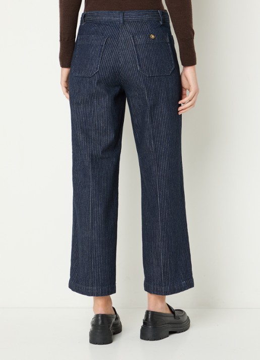 Sessùn High waist cropped straight leg jeans met donkere wassing - achterkant 2 indigo