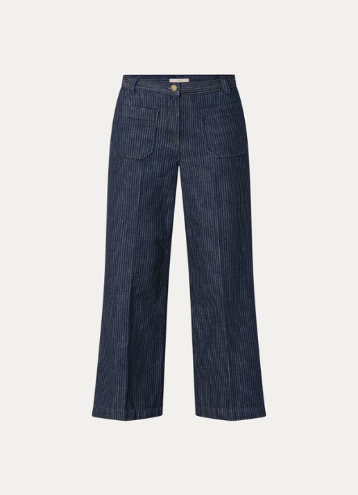 Sessùn High waist cropped straight leg jeans met donkere wassing - voorkant 3 indigo
