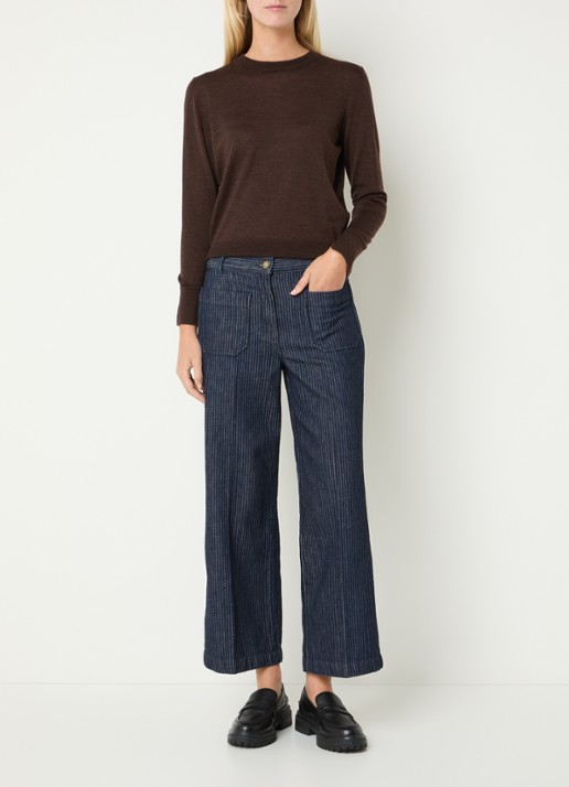 Sessùn High waist cropped straight leg jeans met donkere wassing - voorkant 4 indigo