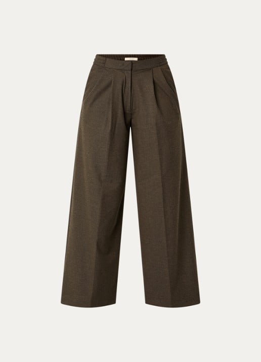 Sessùn Hojiki high waist wide fit broek met steekzakken - voorkant 2 taupe