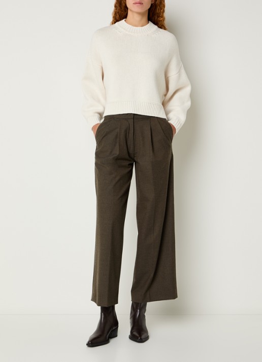 Sessùn Hojiki high waist wide fit broek met steekzakken - voorkant 3 taupe