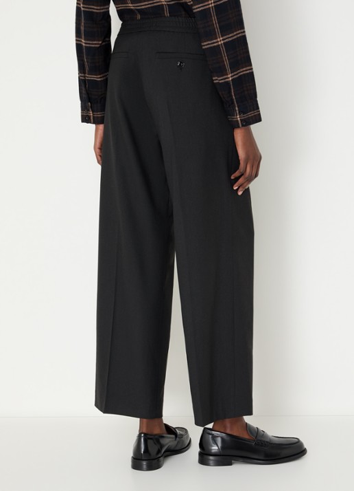Sessùn Hojiki high waist wide fit broek met steekzakken - achterkant 4 zwart