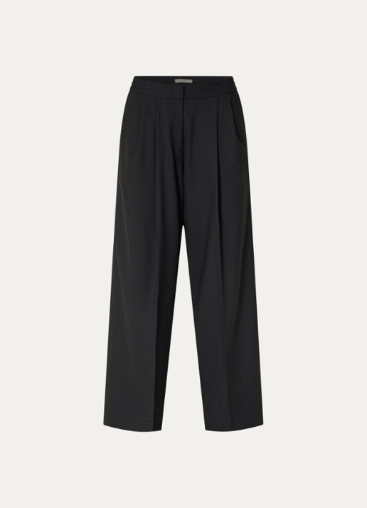 Sessùn Hojiki high waist wide fit broek met steekzakken - voorkant 2 zwart