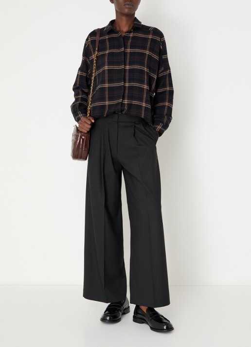 Sessùn Hojiki high waist wide fit broek met steekzakken - voorkant 3 zwart