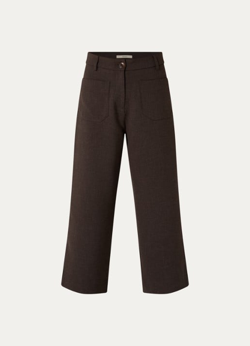 Sessùn Hudkin high waist loose fit pantalon met steekzakken - voorkant 2 donkerbruin
