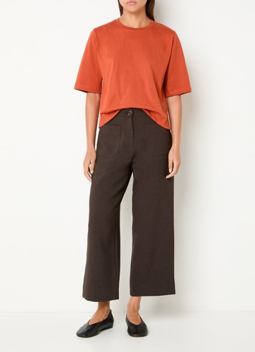Sessùn Hudkin high waist loose fit pantalon met steekzakken - voorkant 3 donkerbruin